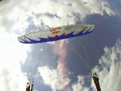 Parapente branco em estol abordo